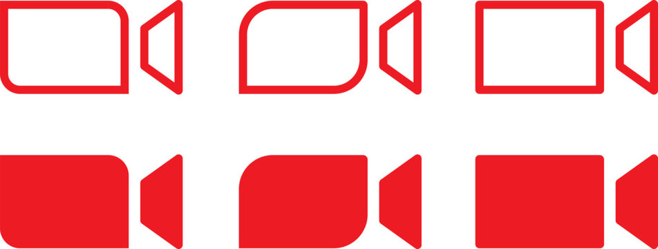 Red video camera icons in different perspectives