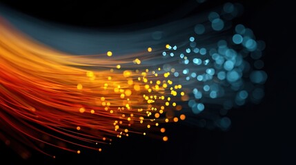 Dynamic flow of real-time data visualization in abstract digital art close-up view