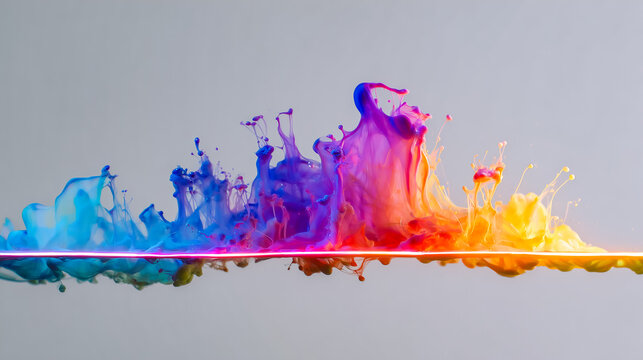 水中で爆発するカラフルなインクのアート