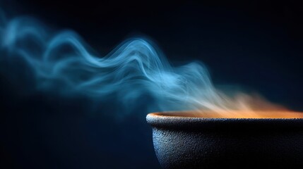 Simmering soup with rising steam kitchen food photography cozy atmosphere close-up