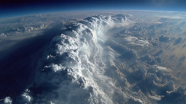 Massive Cumulonimbus Cloud Formation Viewed From Space Orbit earth atmosphere - Powered by Adobe
