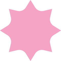 A Soft Pink Starburst Shape with Eight Points on a Transparent Background Representing Celebration or A Special Offer Graphic Element