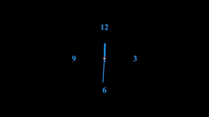 Abstract analog clock starting at 12:00 and looping animation. Neon blue color analog clock timer circle animated on dark screen background. 4k - Powered by Adobe