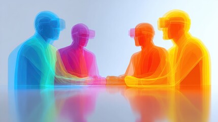 Futuristic virtual reality meetings holographic participants for remote collaboration