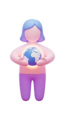 Woman holding glowing earth globe. Concept for ecology, environment and sustainability.