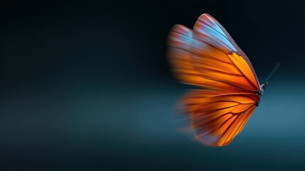 Delicate butterfly wings fluttering rapidly in dim light nature photography close-up view