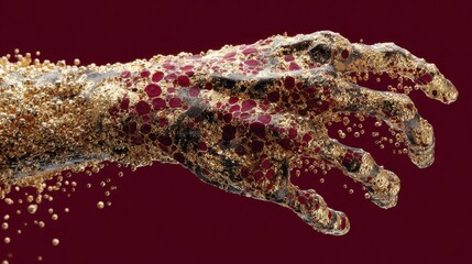 Digital art studio hand grasping a collapsing artery - an abstract emotional close-up