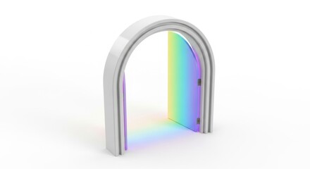 Archway entrance with rainbow light. Conceptual design for new beginnings or portal.