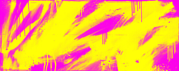 Urban street art halftone effect with neon punk grunge texture. Graffiti paint drips and splatters. Aerosol spraypaint banner design background with vandal style brush strokes and drip elements. © Anastasiia Hevko