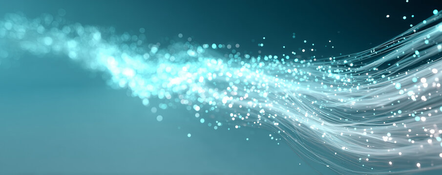 Cyan Flow: An Ethereal Particle Stream for a Minimalist Tech Website Hero Banner