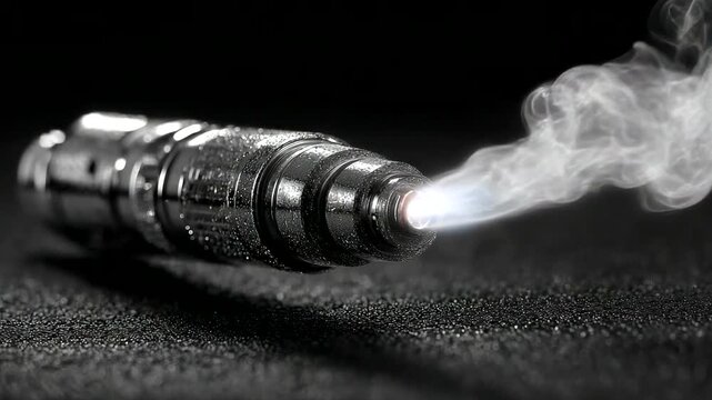 Close-up of a vape device emitting vapor smoke