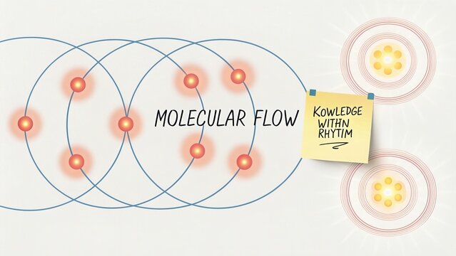 Molecular Flow Concept Illustration with Vibrant Colors and Dynamic Patterns for Science and Education Purposes