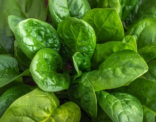 Close-up of vibrant, fresh green leafy vegetables, healthy food source
