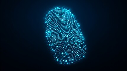 Glowing Digital Fingerprint: Abstract Neon Biometric Security, Data Access, or Futuristic Identity Concept.