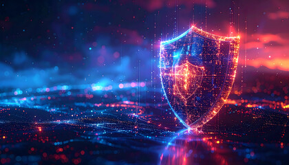 Digital Security Shield Protecting Data in the Cyber World with Encryption and Firewall Technology