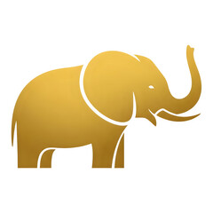 Obraz premium A stylized golden elephant with a black outline standing proudly isolated on transparent background