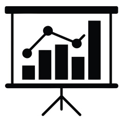 presentation analytics icon vector on white backgr