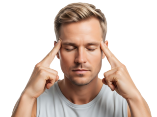 Thoughtful Man Concentrating Deeply Mind Power Mental Clarity Mindfulness Stress Relief Wellness Concept