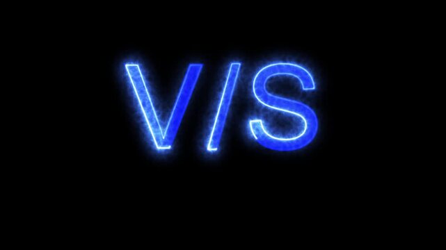 Versus icon animation glowing neon glowing game match team challenge frame box match sport sign symbol.