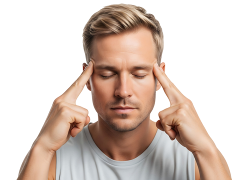 Thoughtful Man Concentrating Deeply Mind Power Mental Clarity Mindfulness Stress Relief Wellness Concept