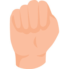 A stylized human hand clenched into a fist on a transparent background representing power strength and determination in a flat design aesthetic