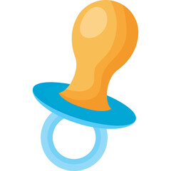 A Stylized Illustration of a Blue and Orange Pacifier With a Transparent Background Suitable for Baby Product Advertising and Designs