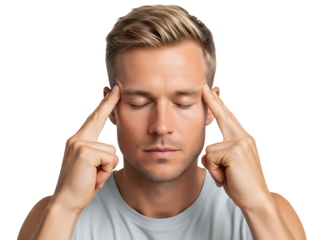 Mindful Man Deeply Focused Thinking Concentration Stress Relief Brainstorming Mental Health Wellbeing