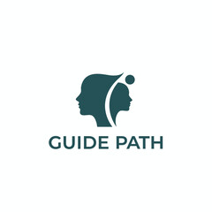 A minimalist logo showing two facing silhouettes of human profiles with a stylized path