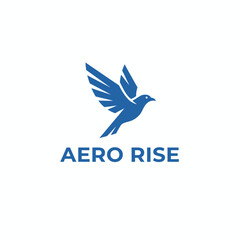 A blue bird graphic is flying upwards with wings spread, along with a  at the bottom