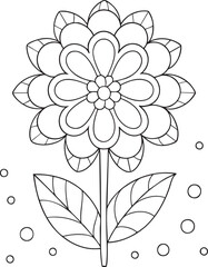 Stylized lilac flower outline drawing for coloring pages and decorative botanical line art illustration design