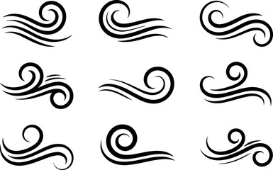 Fototapeta premium Abstract Wind Swirl Decorative Elements – Vector Set