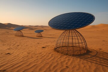 Solar Panel Shelters in a Desert Landscape