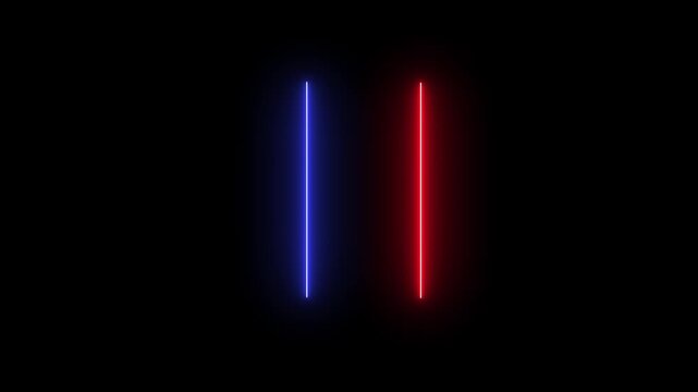 Animated abstract neon light with led light effect, flickering pattern. Colorful glowing neon light beams against on black background. 