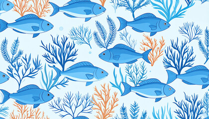 Obraz premium fish seamless pattern