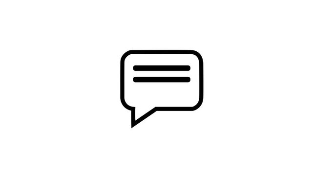 massage icon animation video with cyan background. Speech ballon, chat concept, micro animation of dialog icon.