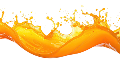 Vibrant, golden liquid splash on dark. Dynamic motion