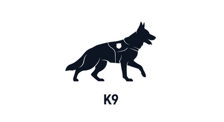 Fototapeta premium K dog silhouette police dog vector k unit canine security animal pet