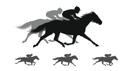 Horse racing silhouette vector illustration competitive sport race