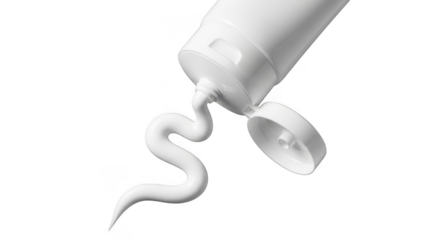White cream or lotion squeezing out of tube, isolated on transparent background