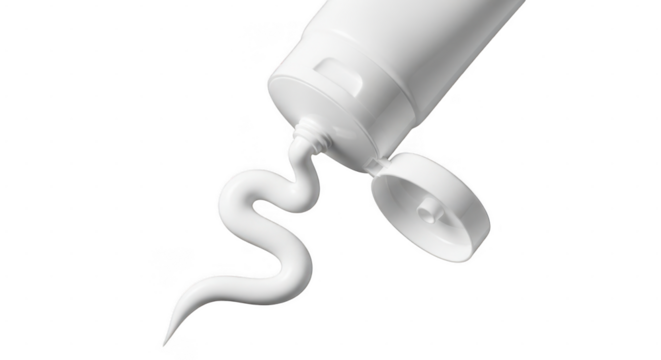 White cream or lotion squeezing out of tube, isolated on transparent background