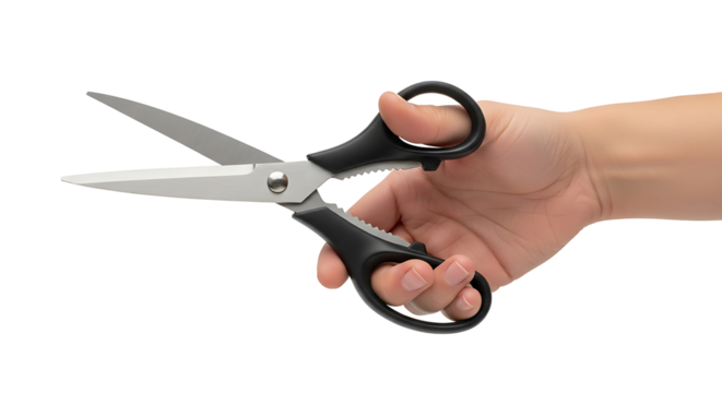 Professional Human Hand Holding Modern Sharp Scissors Essential Cutting Tool Craft Office Supplies