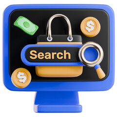 Online Shopping Search 3D Illustration