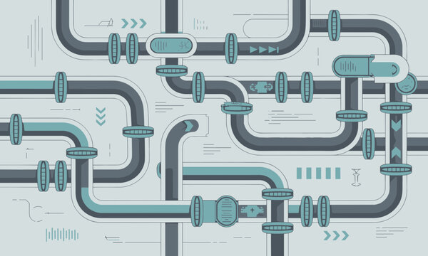 Abstract Illustration of Complex Pipe System Design.