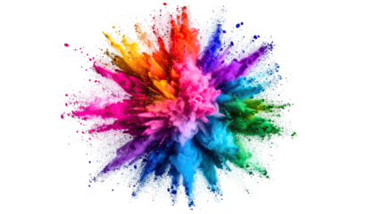 Vibrant, exploding powder burst against a black backdrop