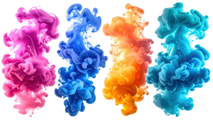 Ink blooms vibrant clouds of color against a dark background