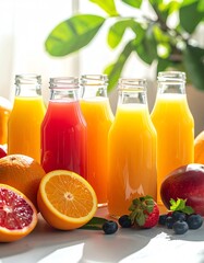 orange and apple juice and fruits