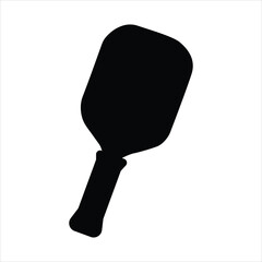 Pickleball paddle and ball black silhouette vector.