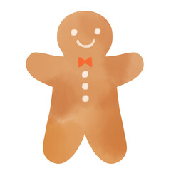 Smiling Gingerbread Man watercolor illustration