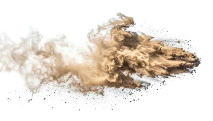 Dense tan and white cloud against a black background