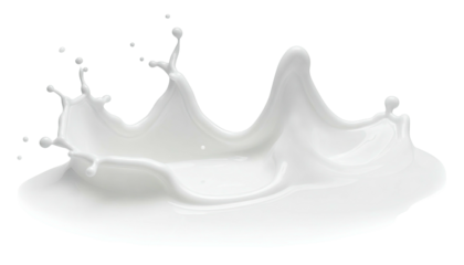 Crown of white liquid, seemingly dairy, mid-splash